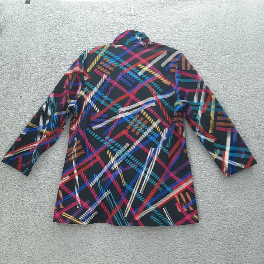Travel Elements Womens Jacket colorful Geometric Pattern 3/4 Sleeves Size L - Picture 6 of 7